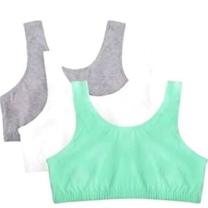 Fruit of the Loom Mint Green Gray White Sports Bras Size 48 Bundle of 3